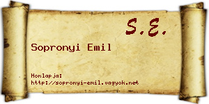 Sopronyi Emil névjegykártya