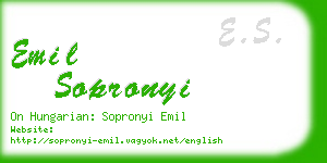 emil sopronyi business card